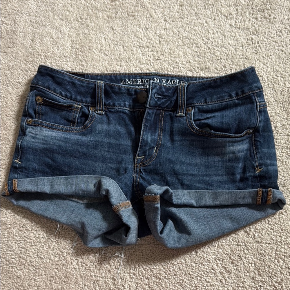 American Eagle Outfitters Blue Jean Shorts with Cuffed Hems